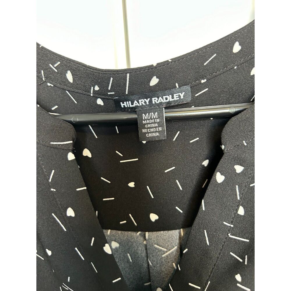 HILARY RADLEY V-Neck Women's Blouse, Size M, Black and White, Polyester/Rayon - Picture 3 of 3